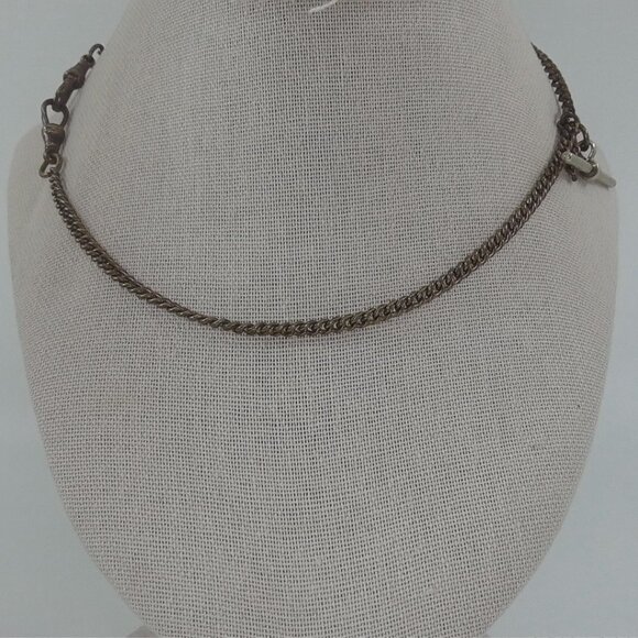 Vintage Watch Chain Necklace with T-Bar Pendant – 15" - Picture 3 of 3
